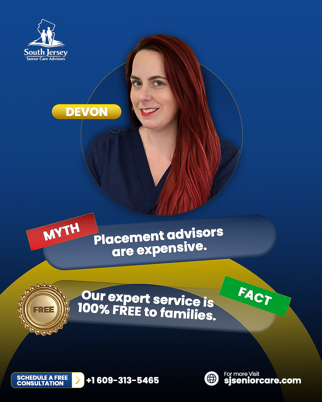 Cost Myth-Buster High-contrast myth-vs-fact graphic countering the assumption that the advisory service costs families money — Instagram graphic design by Motakabbir Hossan